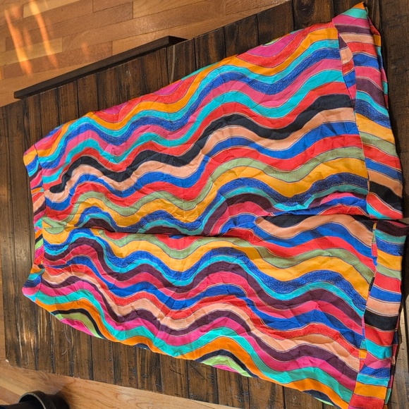 Farm Rio Anthropologie Colorful Wave Pattern Women's Wide Leg Pants Med Petite - Picture 10 of 11
